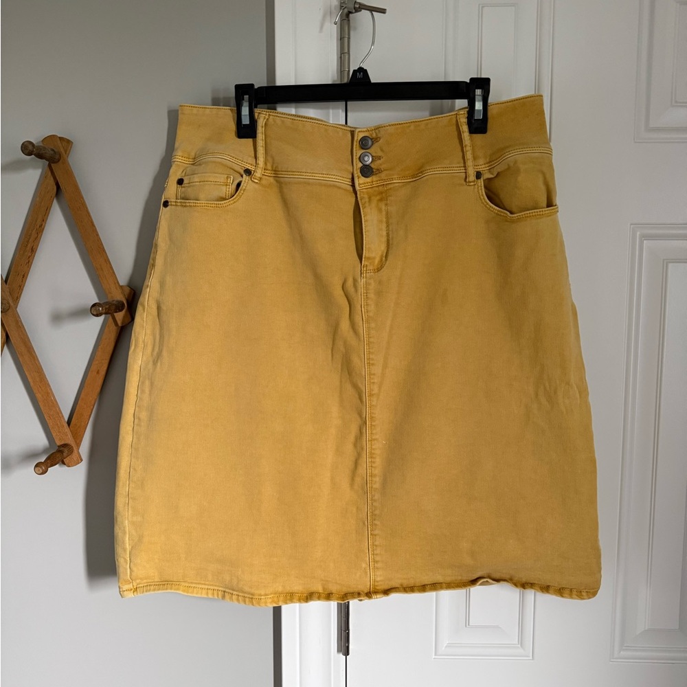 Mustard Yellow Denim Skirt - Women's Classic A-Line